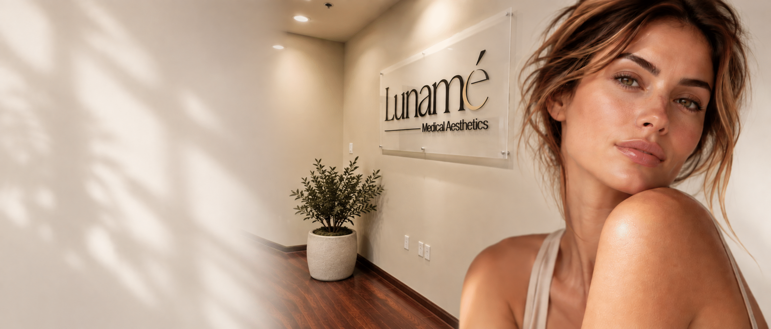 Lunamé Medical Aesthetics Live Website Hero Interface