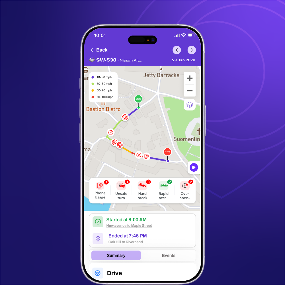 Mobile App Route Playback and Velocity Heatmap