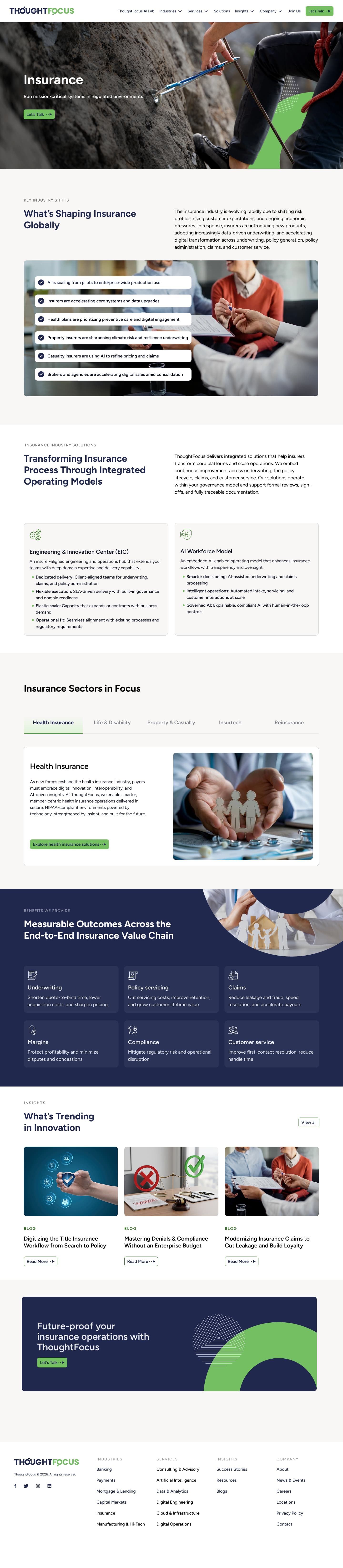Insurance Industry Page Template