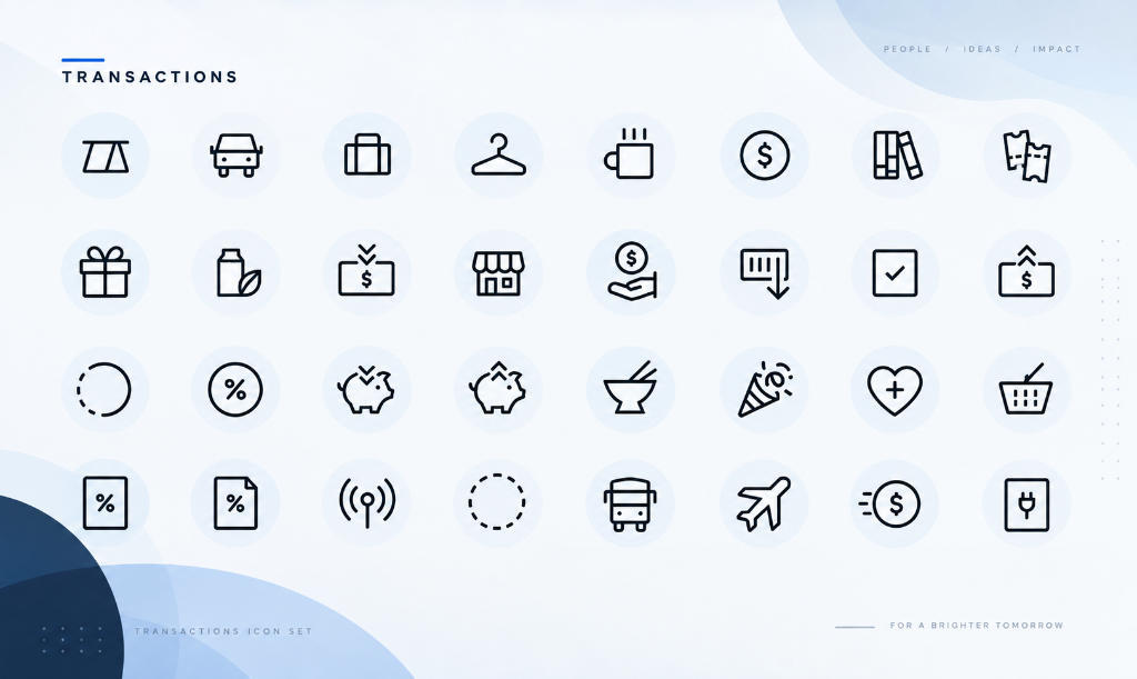 Transactions Monoline Icon Set